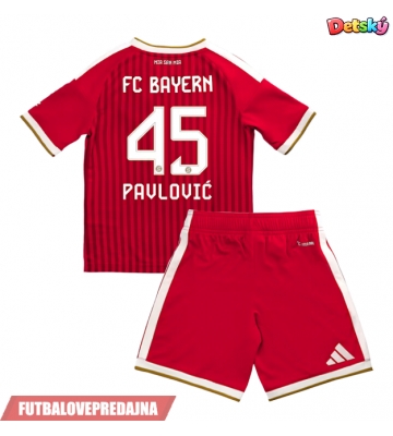 Lacne Dětský Futbalové dres Bayern Munich Aleksandar Pavlovic #45 2026-27 Krátky Rukáv - Domáci (+ trenírky)